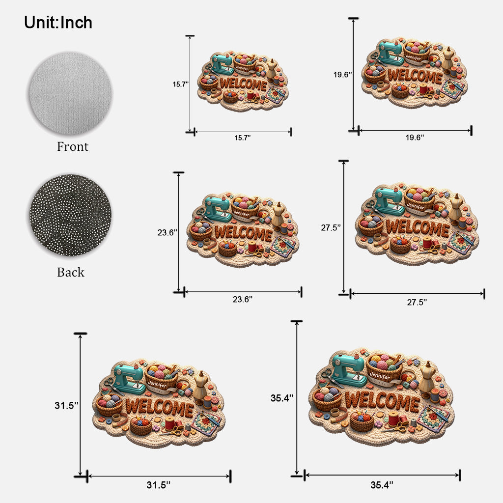 Geschenkidee für Nähbegeisterte – Personalisierte Fußmatte/Teppich in Nähform