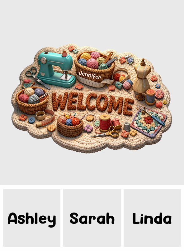 Geschenkidee für Nähbegeisterte – Personalisierte Fußmatte/Teppich in Nähform