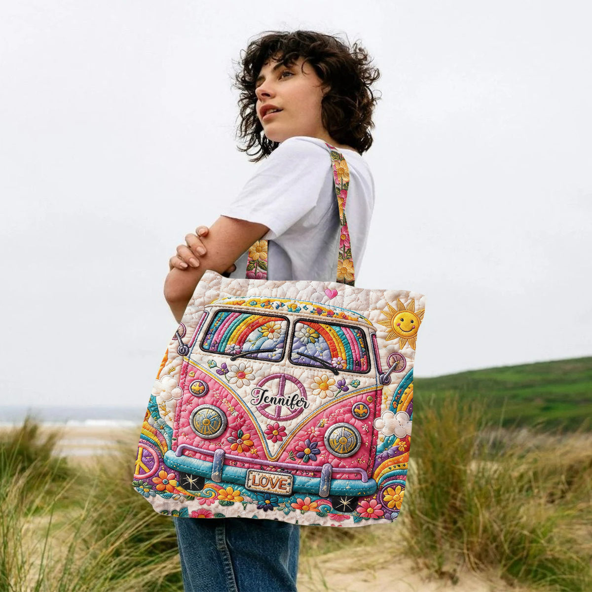 Hippie Soul Set Tasche Mit Charm - Personalisierte Hippie Stepp-Tasche Mit Plüsch-Charm