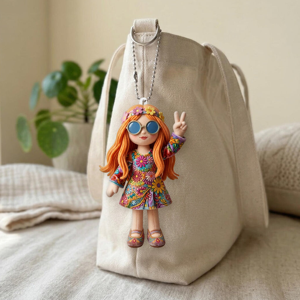 Hippie Soul Set Tasche Mit Charm - Personalisierte Hippie Stepp-Tasche Mit Plüsch-Charm