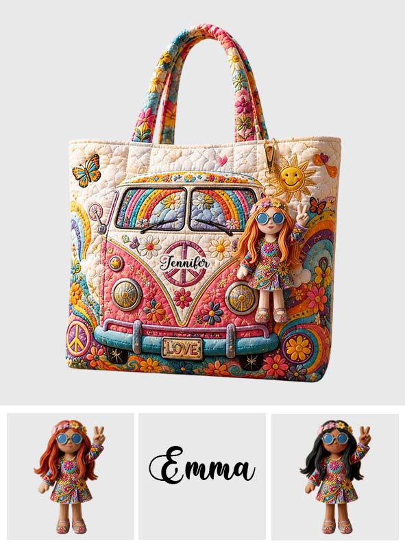 Hippie Soul Set Tasche Mit Charm - Personalisierte Hippie Stepp-Tasche Mit Plüsch-Charm