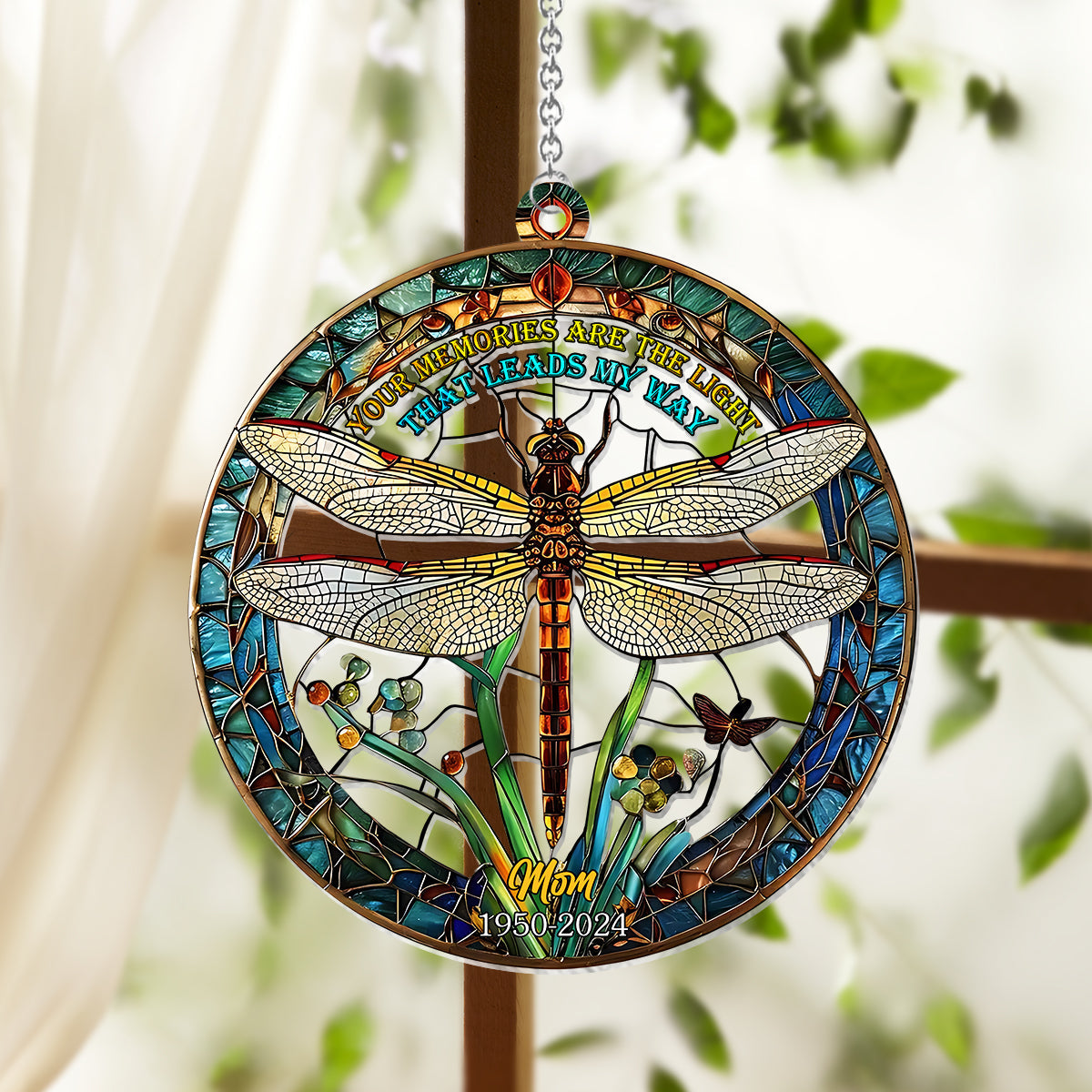 Deine Erinnerungen sind das Licht, das mir den Weg weist – Personalisierter Gedenk-Fensterhänger als Sonnenfänger 