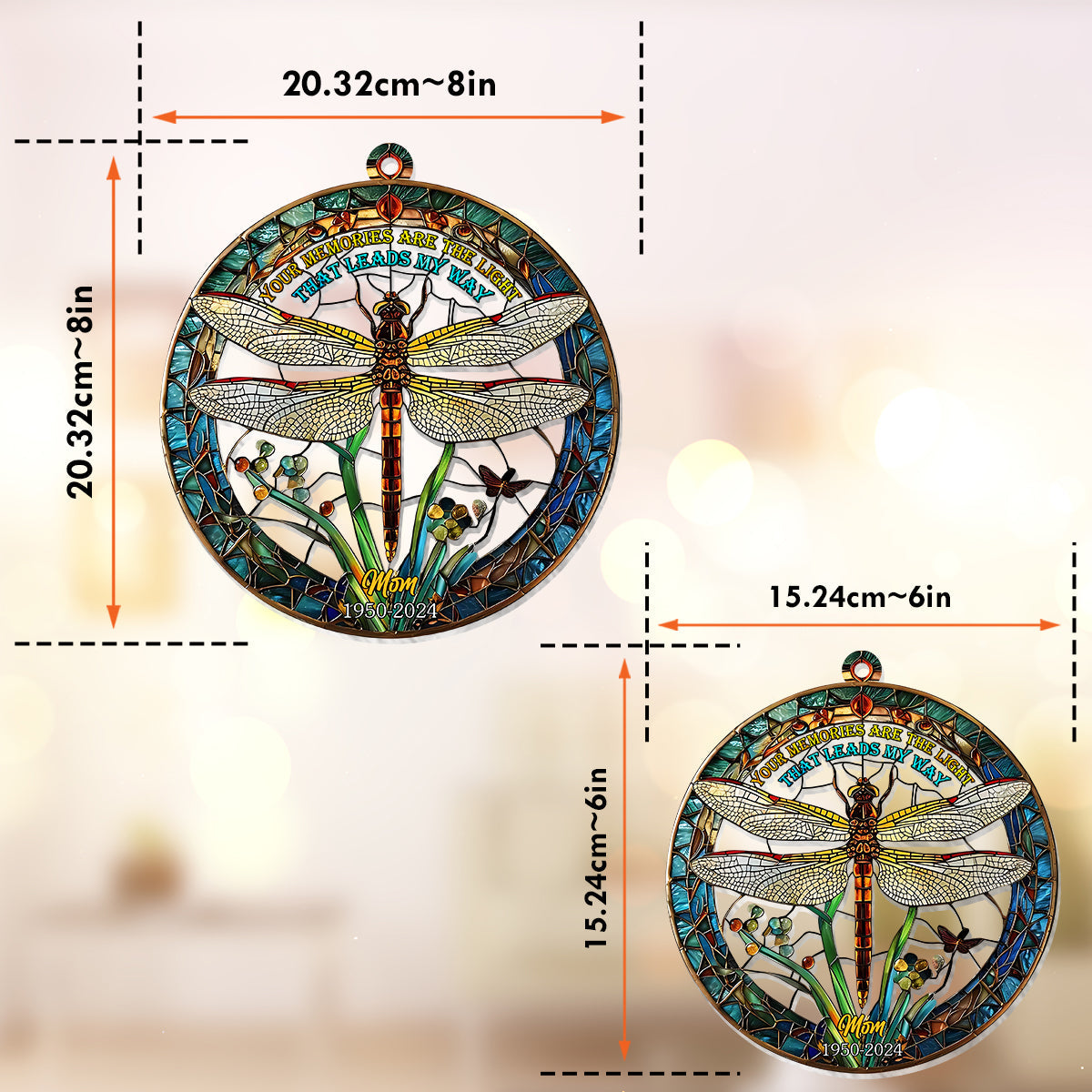 Deine Erinnerungen sind das Licht, das mir den Weg weist – Personalisierter Gedenk-Fensterhänger als Sonnenfänger 