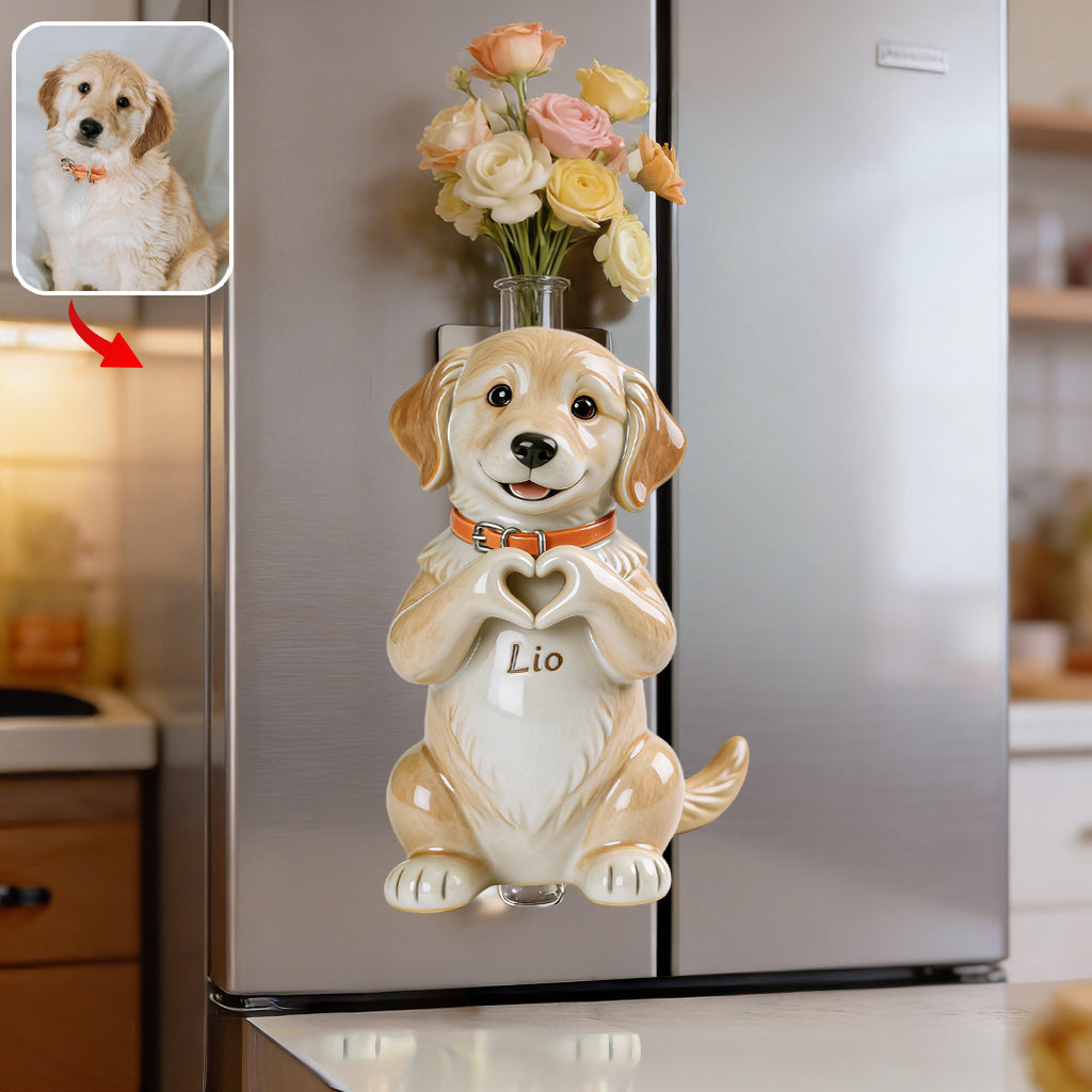 Any Pet Photo - Personalized Dog Magnetic Flower Vase