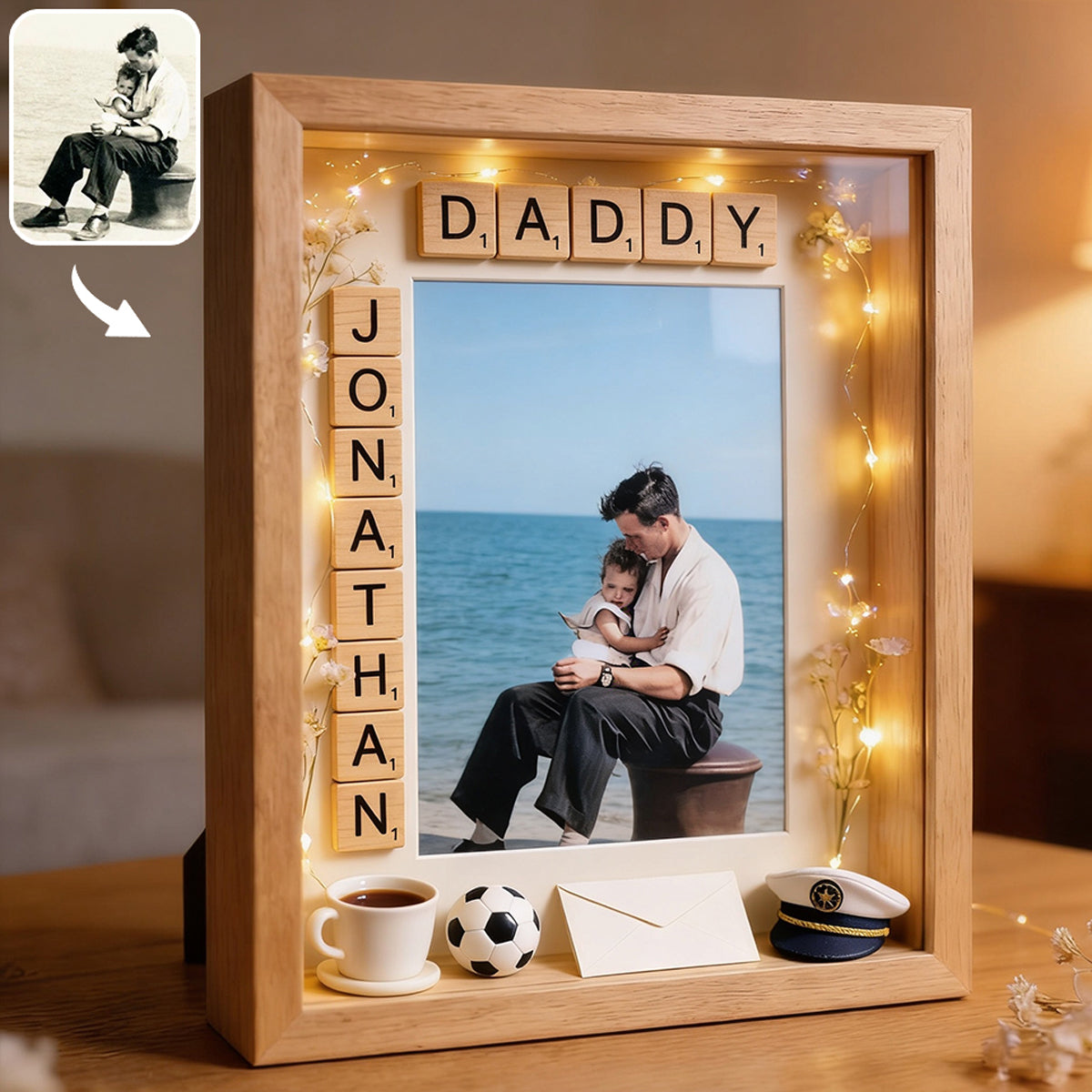 Einzigartiges Geschenk zum Vatertag, individuell aus jedem Foto - Personalisierte Bilderrahmen-Lichtbox