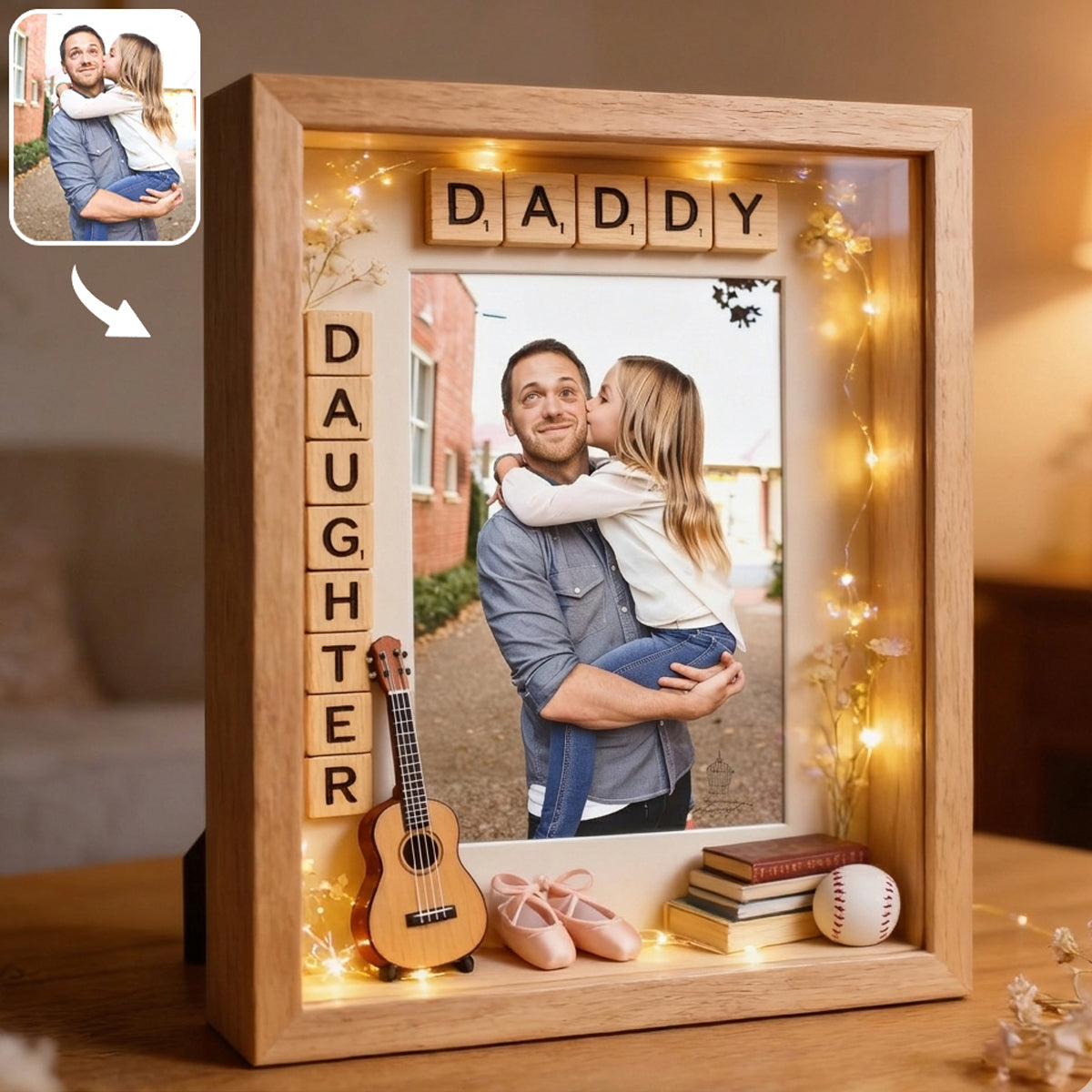 Einzigartiges Geschenk zum Vatertag, individuell aus jedem Foto - Personalisierte Bilderrahmen-Lichtbox