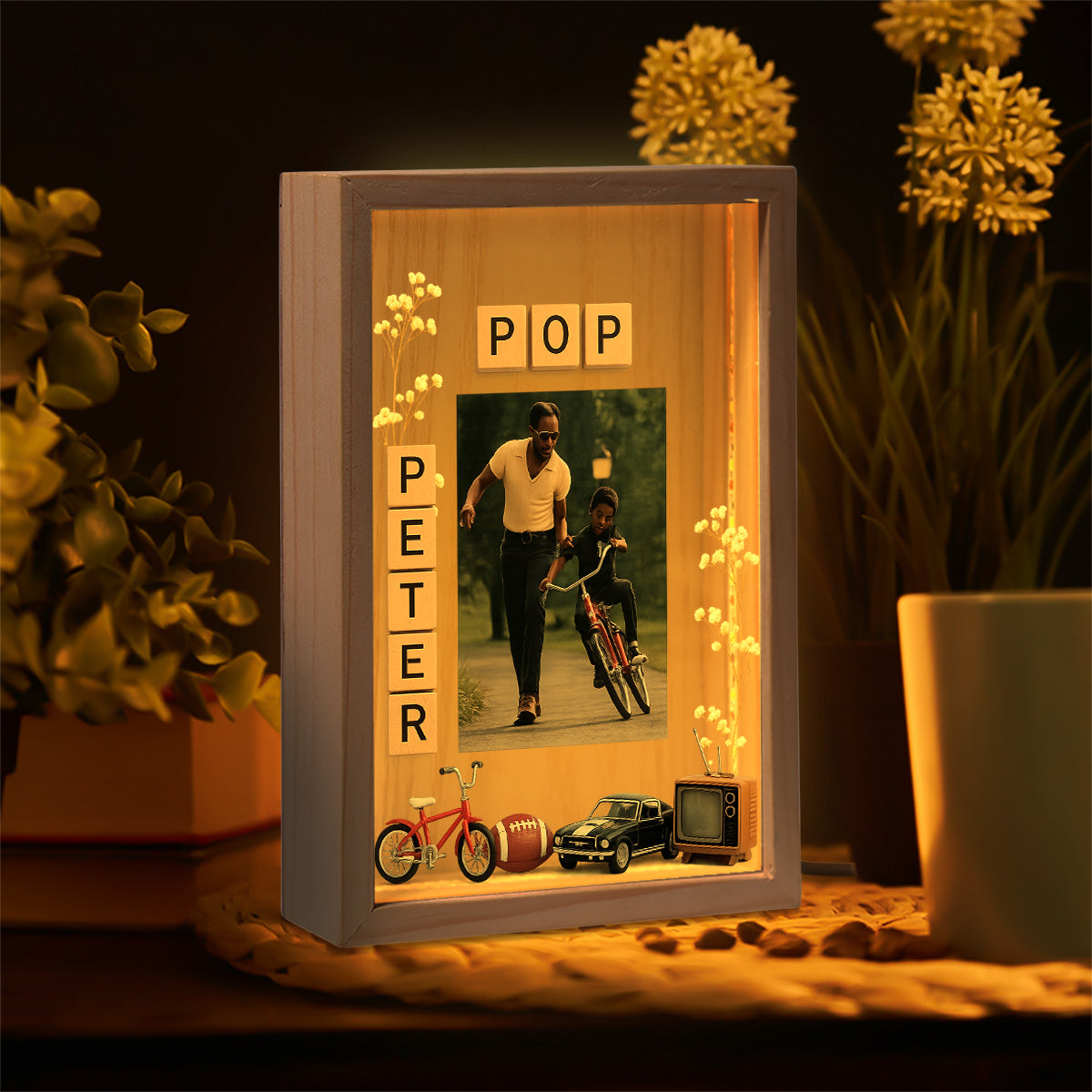 Einzigartiges Geschenk zum Vatertag, individuell aus jedem Foto - Personalisierte Bilderrahmen-Lichtbox