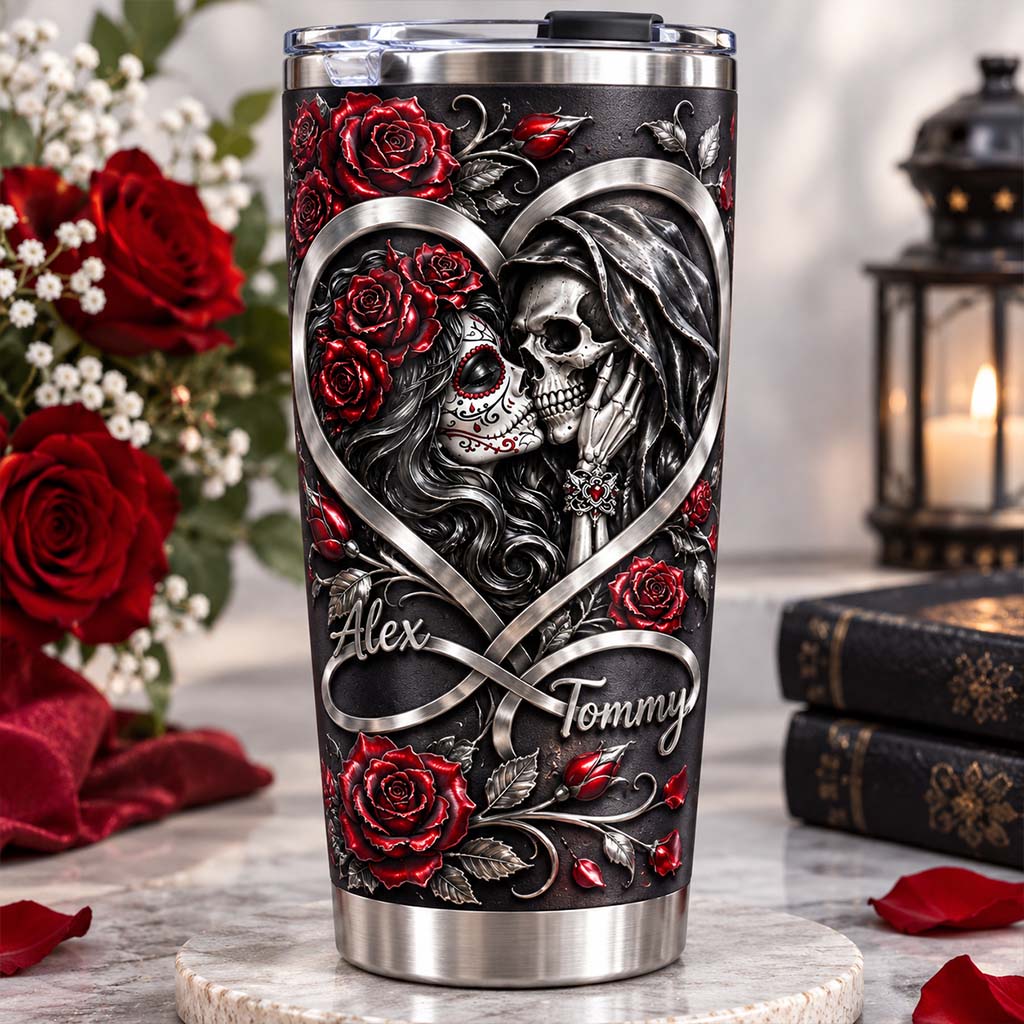 Love You Infinite - Personalized Skull Tumbler