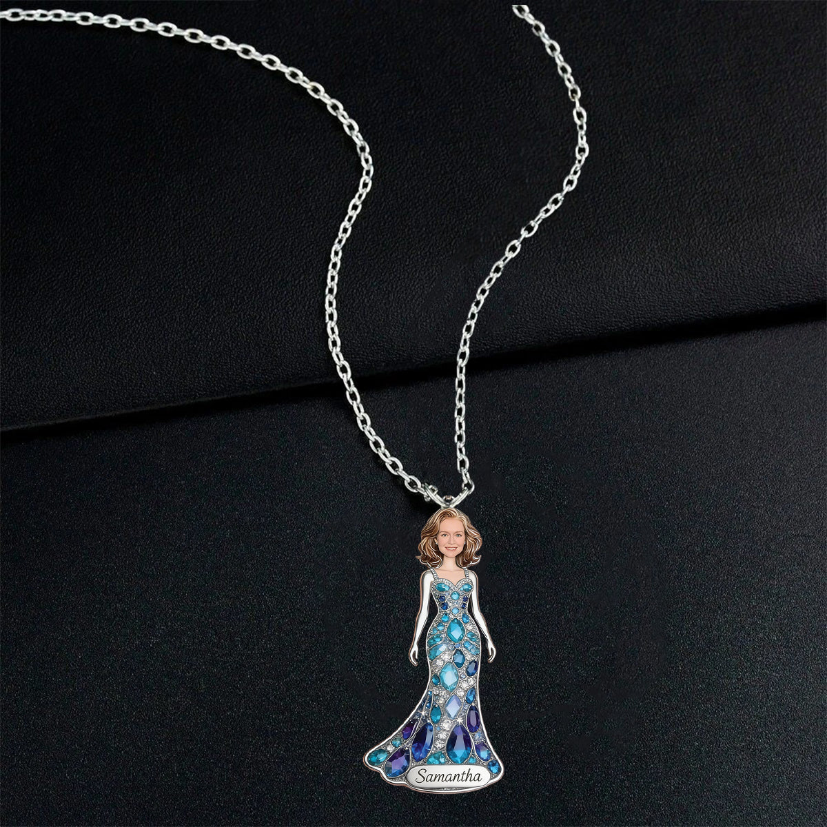 Any Birth Stone Effect - Personalized Birth Stone Shaped Metal Pendant Necklace