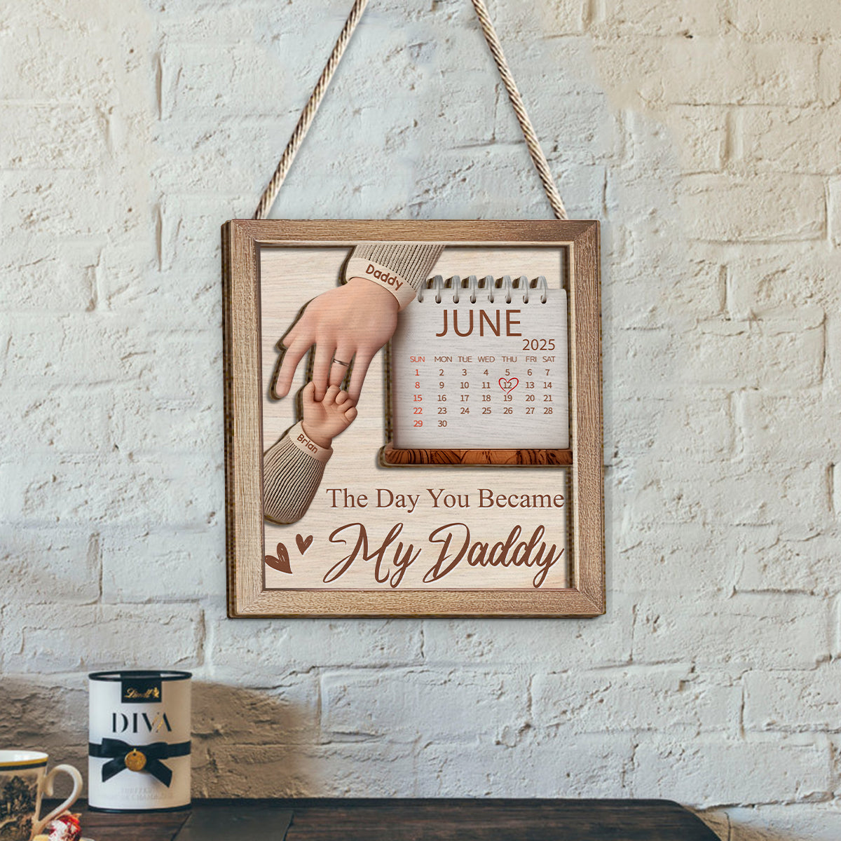 Der Tag, an dem du mein Papa wurdest – Personalisiertes Vater-Schild aus 2-lagigem Holz / Holzplakette