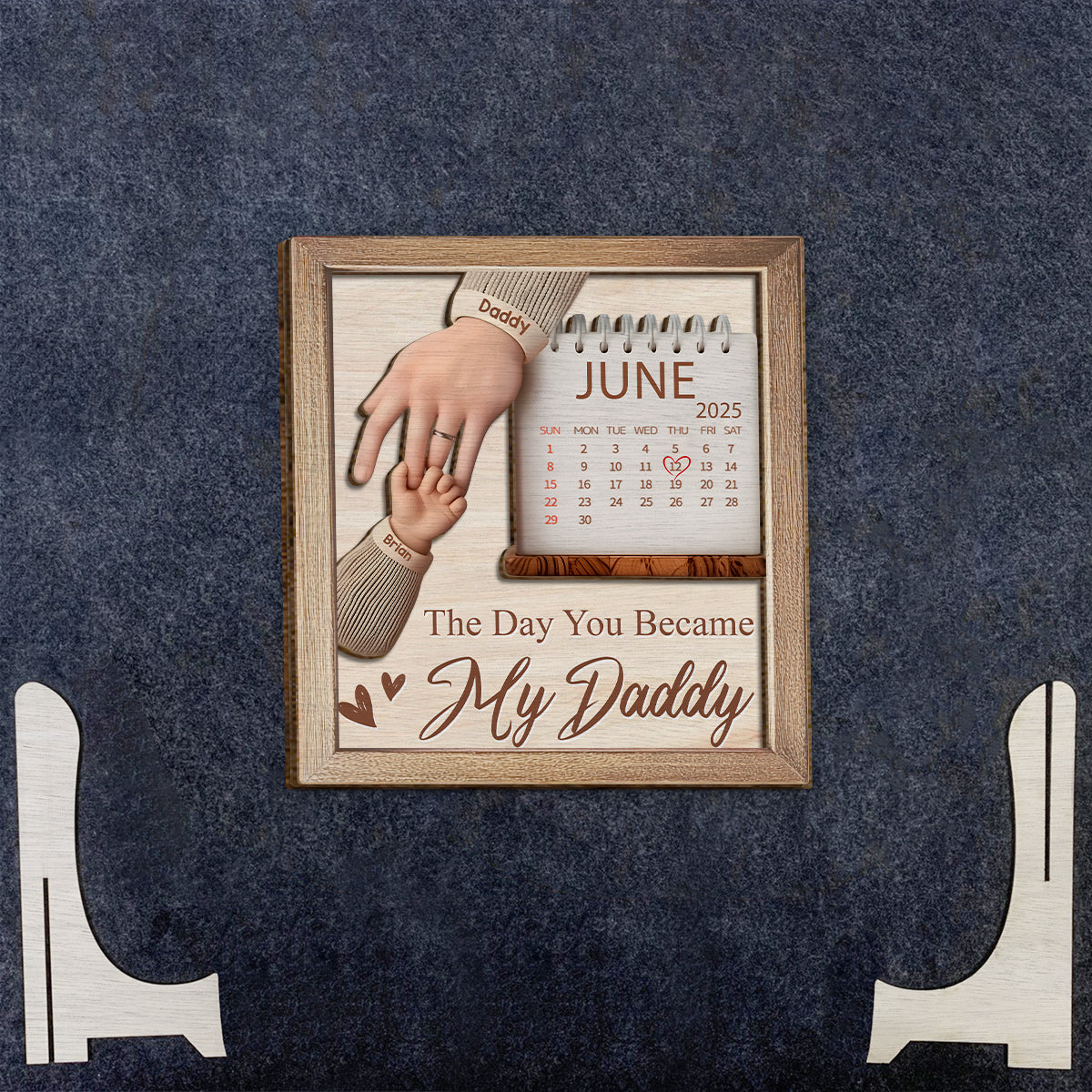 Der Tag, an dem du mein Papa wurdest – Personalisiertes Vater-Schild aus 2-lagigem Holz / Holzplakette