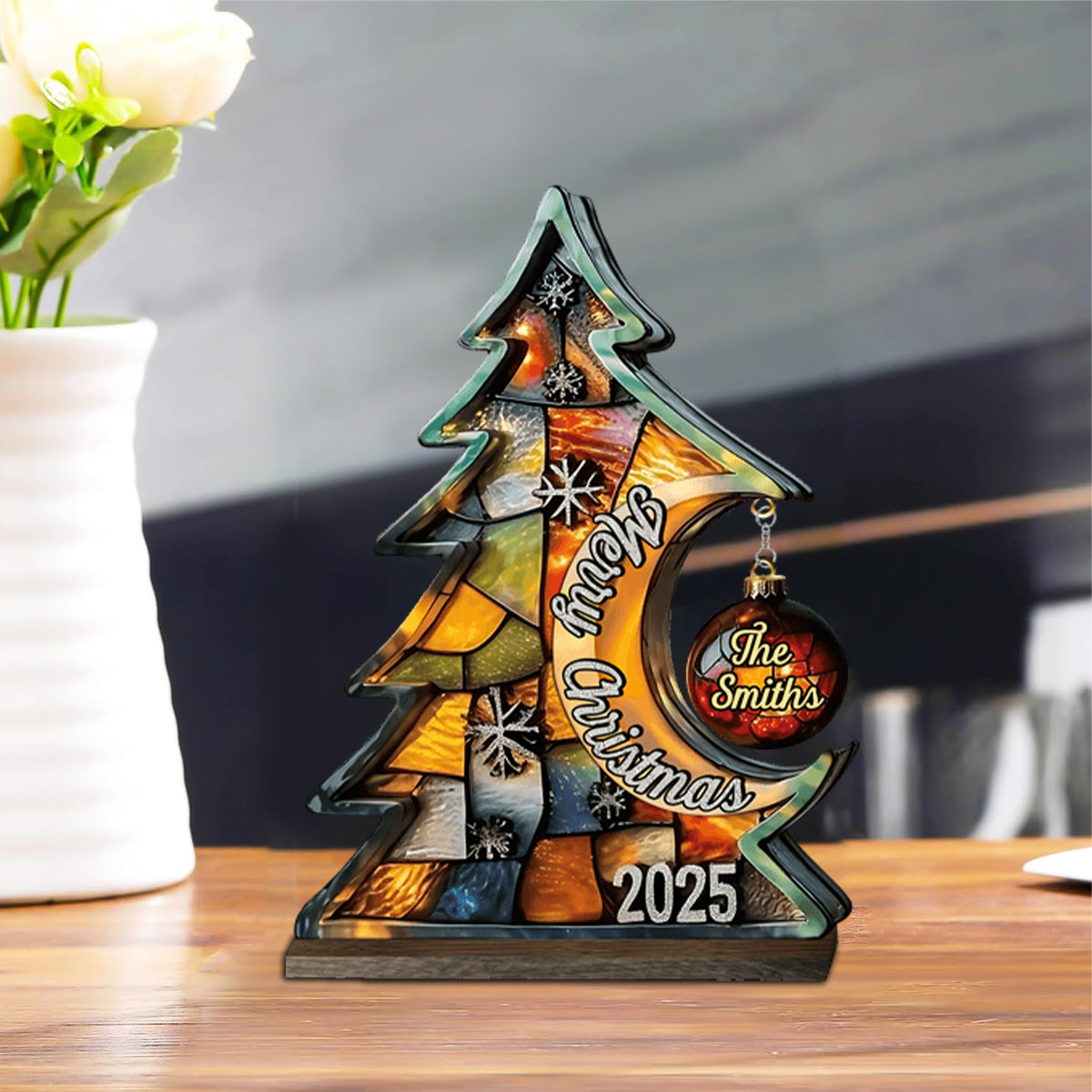 Frohe Weihnachten – Personalisierte Familienplakette mit Anhänger