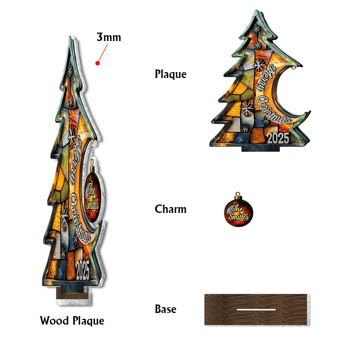 Frohe Weihnachten – Personalisierte Familienplakette mit Anhänger