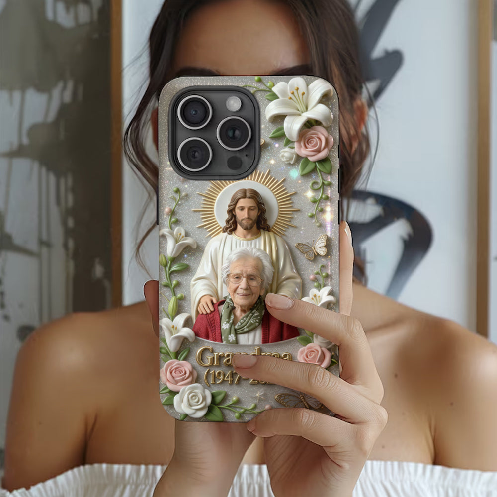 Gedenkgeschenk für einen geliebten Menschen, Glaube an Gott – personalisierte Handyhülle mit vollflächigem Gedenkdruck