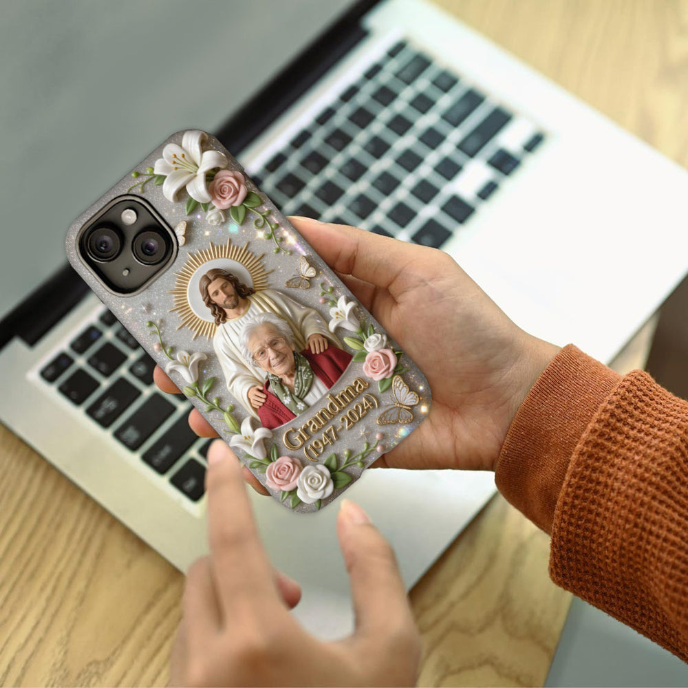 Gedenkgeschenk für einen geliebten Menschen, Glaube an Gott – personalisierte Handyhülle mit vollflächigem Gedenkdruck