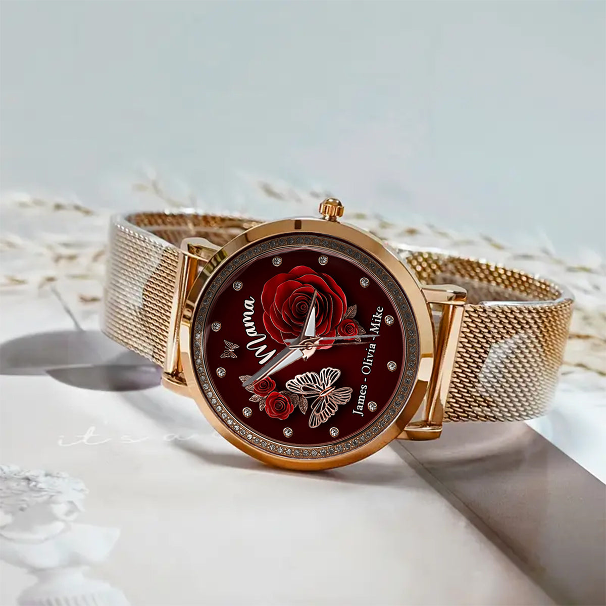 Mama Rose Flower - Personalized Mother Women Hand Watch