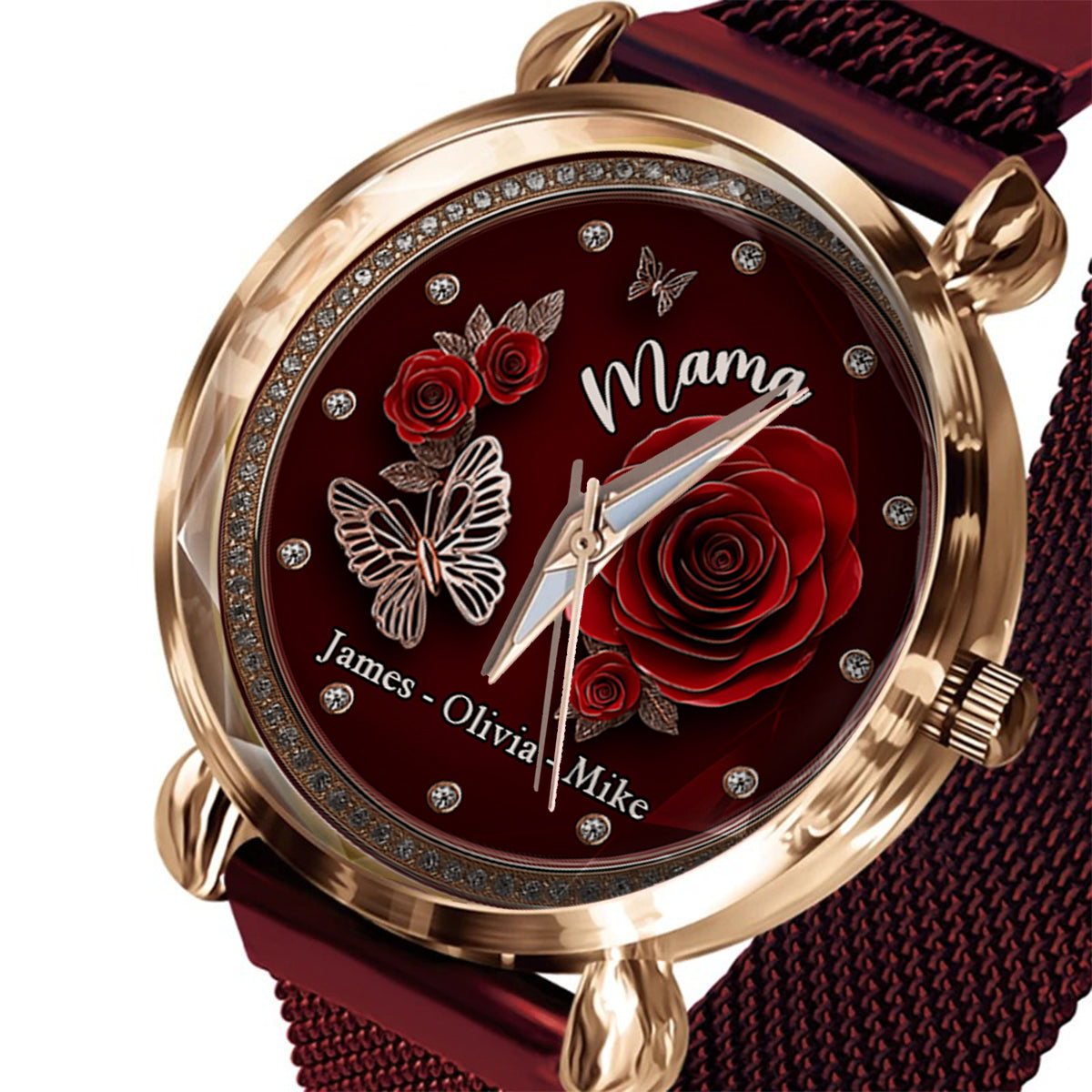 Mama Rose Flower - Personalized Mother Women Hand Watch