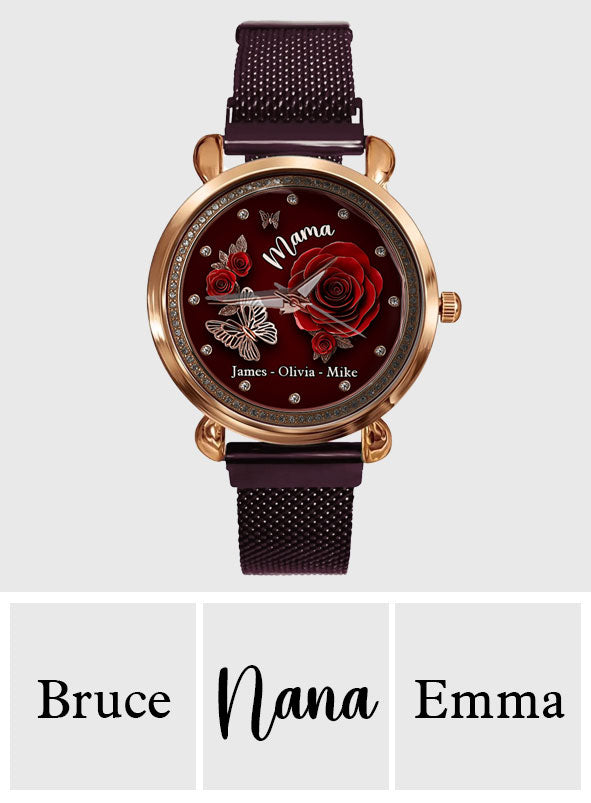 Mama Rose Flower - Personalized Mother Women Hand Watch