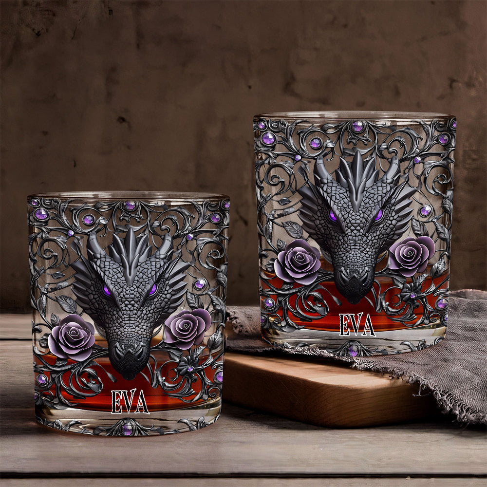 Drache und Rosen – Personalisiertes Drachen-Whiskyglas