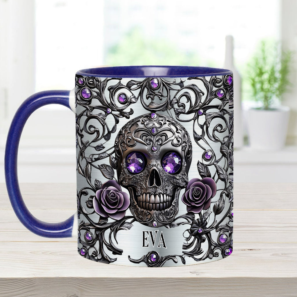 Beautiful Skull And Roses - Personalized Skull Accent Mug