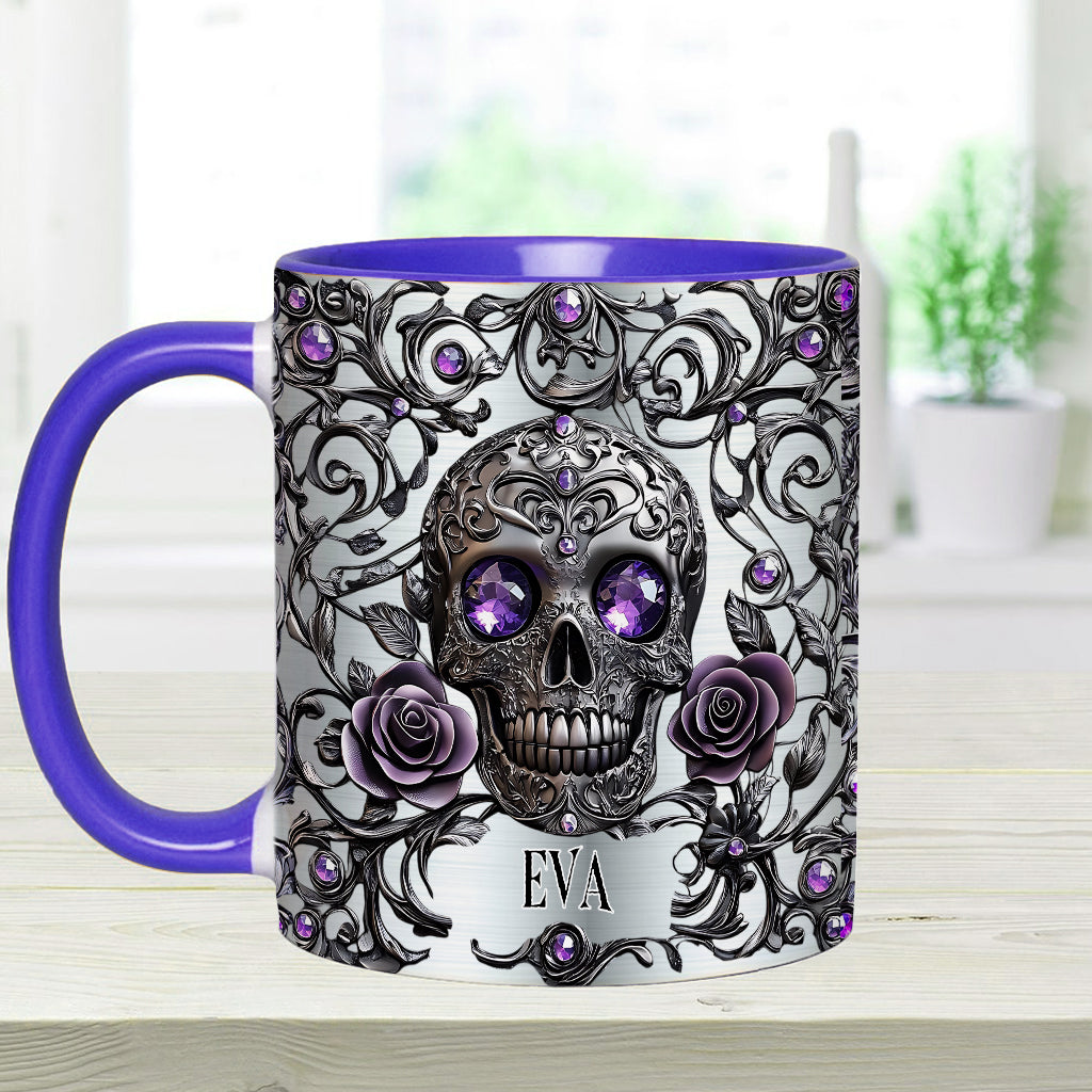 Beautiful Skull And Roses - Personalized Skull Accent Mug