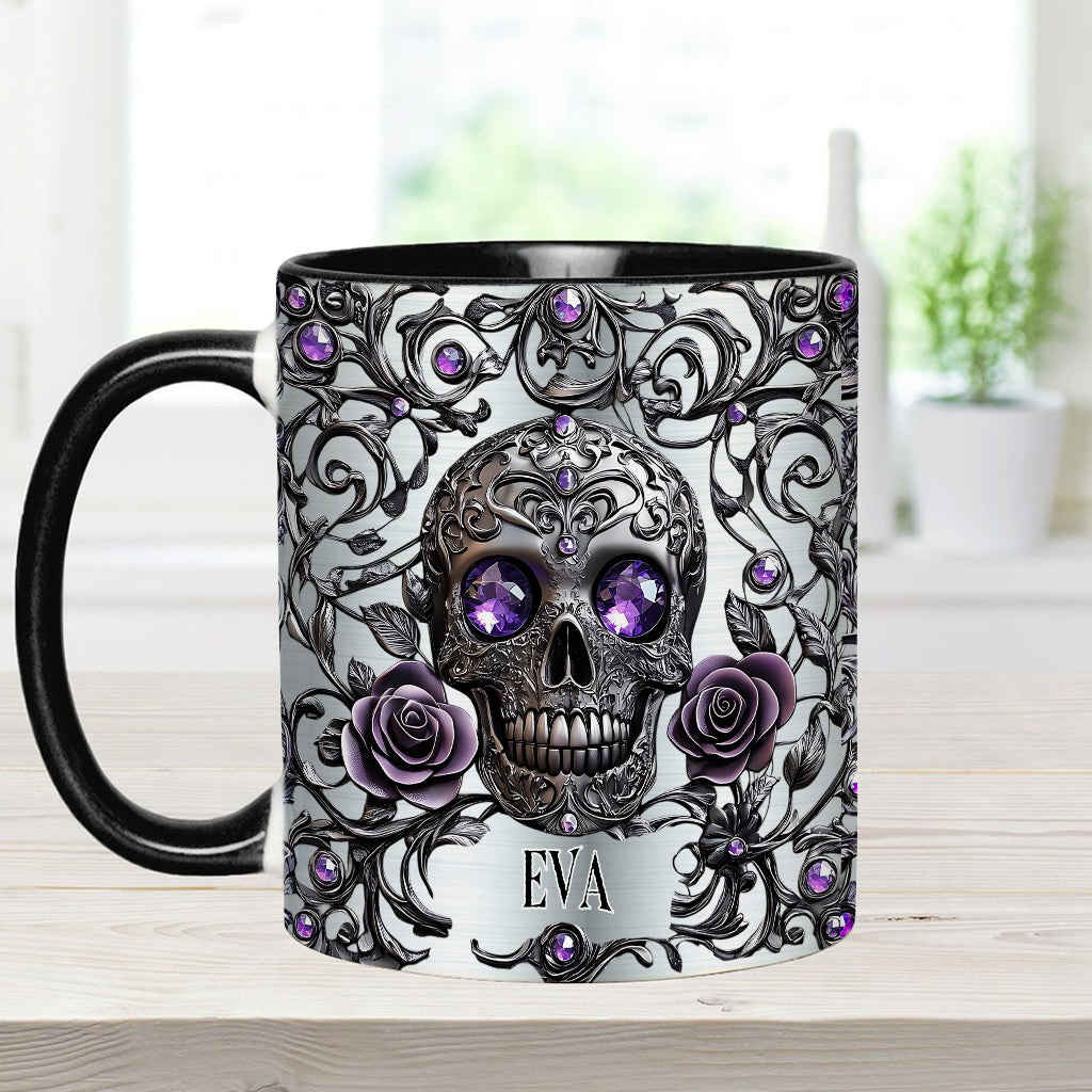 Beautiful Skull And Roses - Personalized Skull Accent Mug