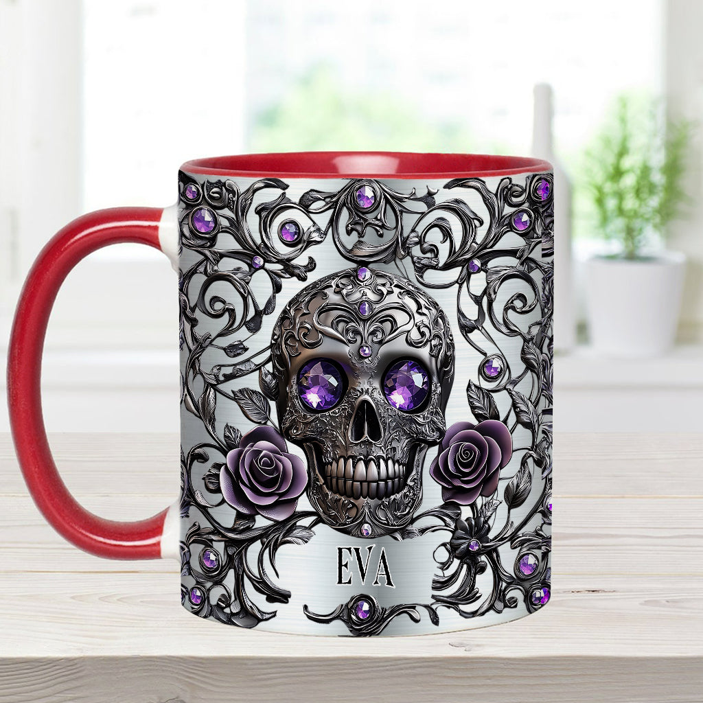 Beautiful Skull And Roses - Personalized Skull Accent Mug