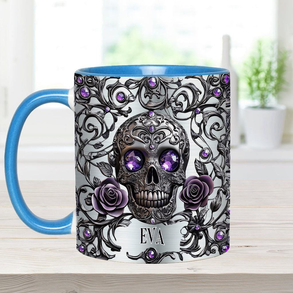 Beautiful Skull And Roses - Personalized Skull Accent Mug