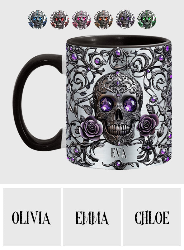 Beautiful Skull And Roses - Personalized Skull Accent Mug