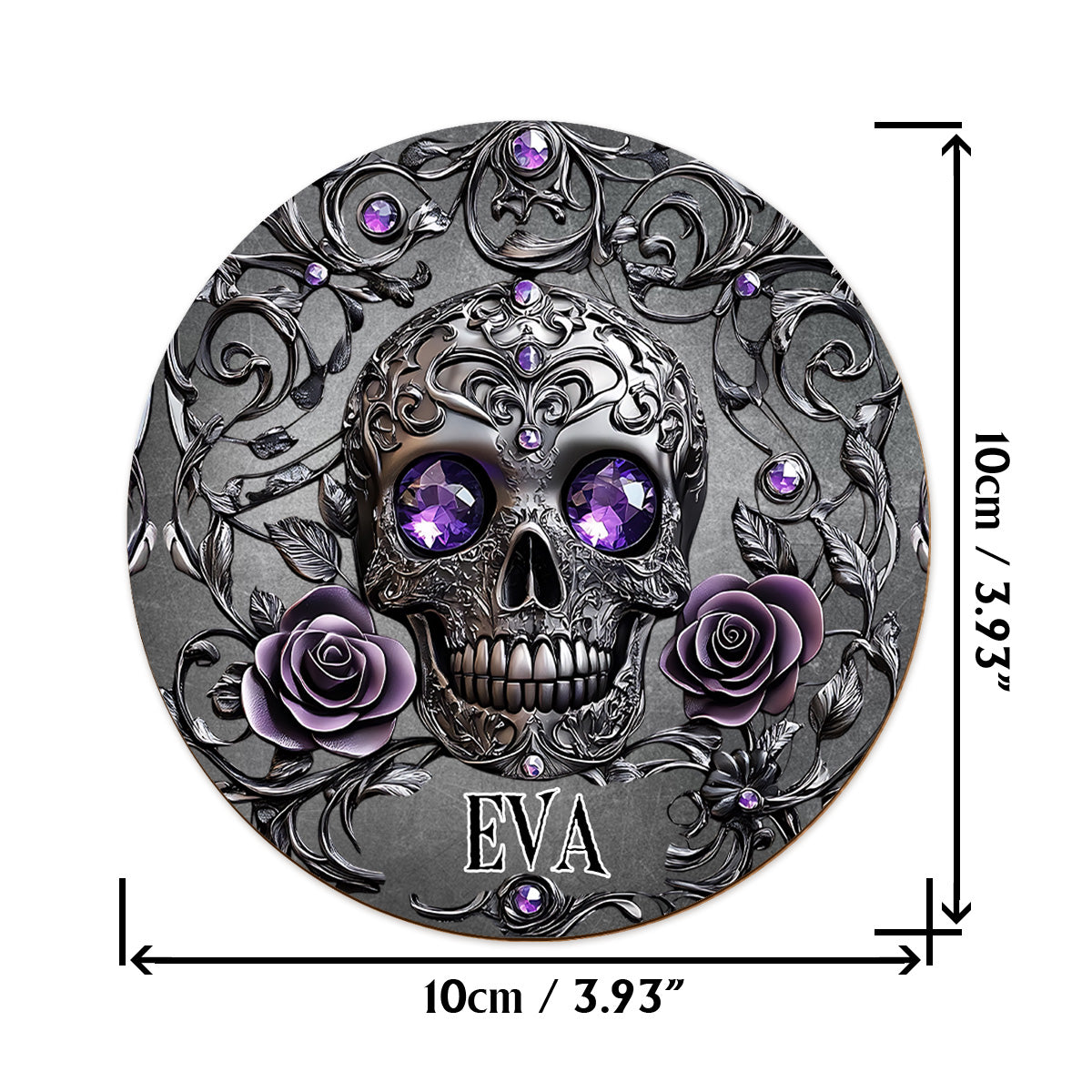 Wunderschönes Whiskyglas mit Totenkopf und Rosen – personalisiertes Totenkopf-Design