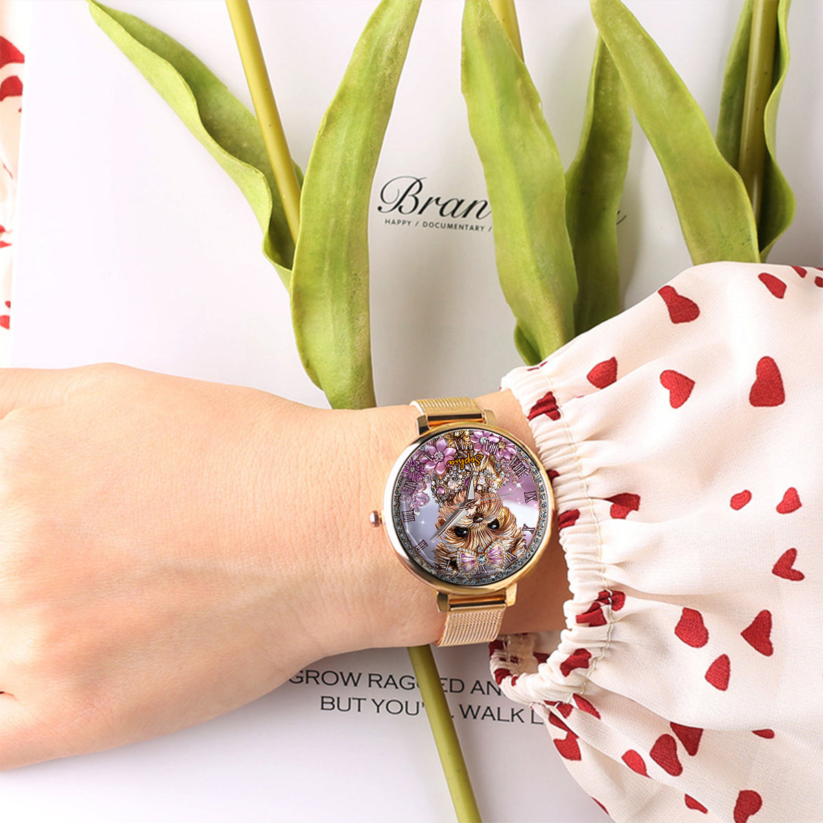 Yorkshire-Terrier-Liebhaberin – Personalisierte Damenuhr mit Hundemotiv