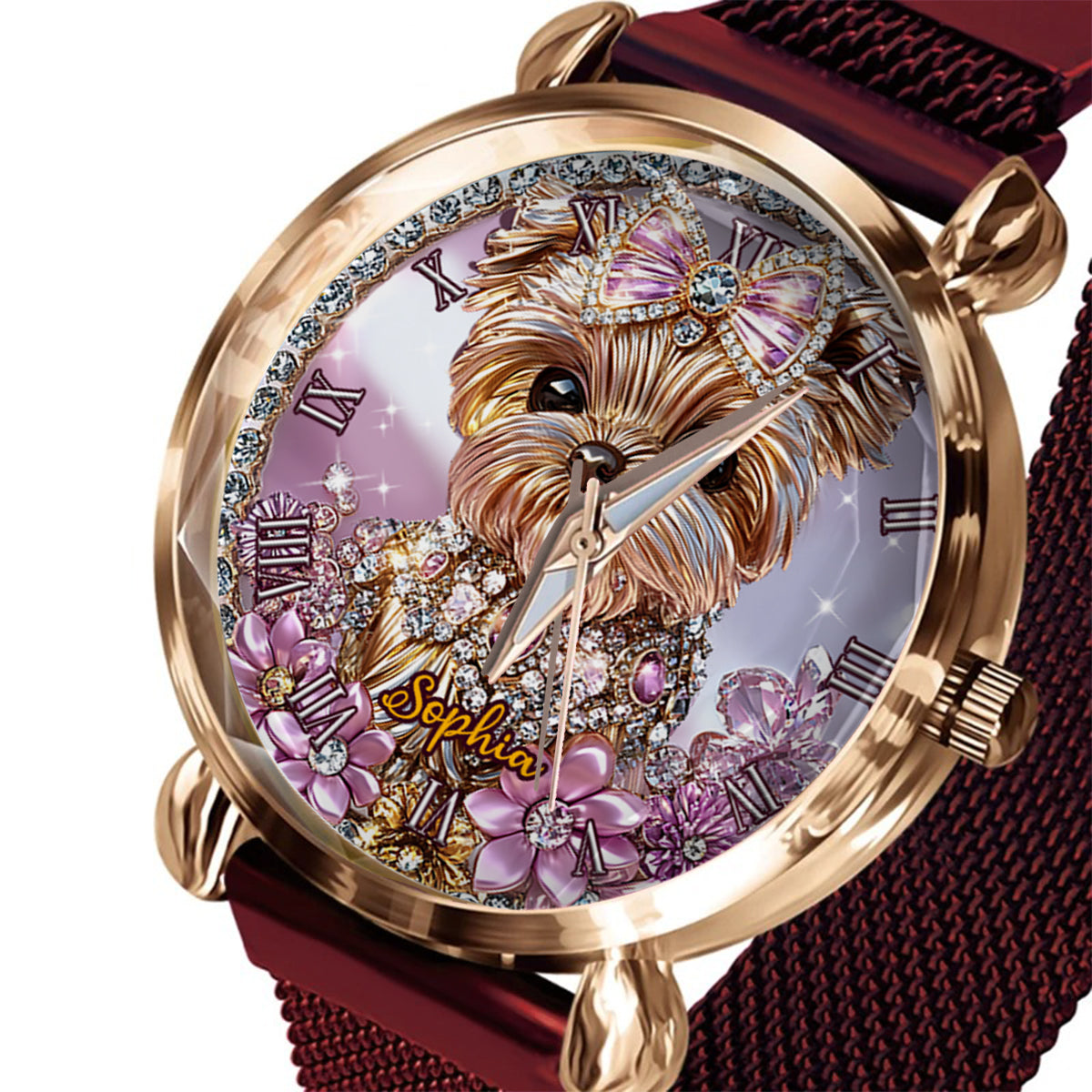 Yorkshire-Terrier-Liebhaberin – Personalisierte Damenuhr mit Hundemotiv