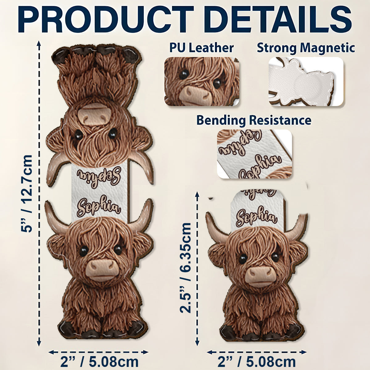 Hübsches Lesezeichen in Form einer Hochlandkuh – Personalisiertes Lesezeichen in Form einer Hochlandkuh