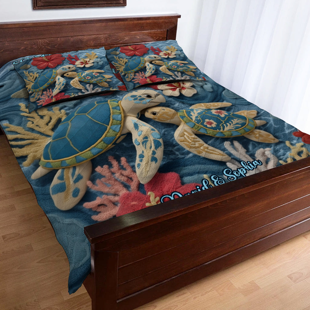 So Many In The Sea Yet I Found You & Your Found Me - Personalized Turtle Quilt Set