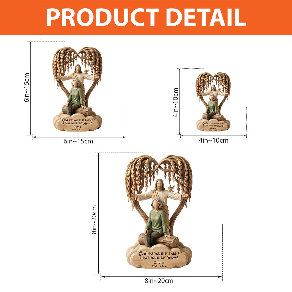 Gott hält dich in seinen Armen – Personalisierte Gedenktafel aus Acryl in individueller Form
