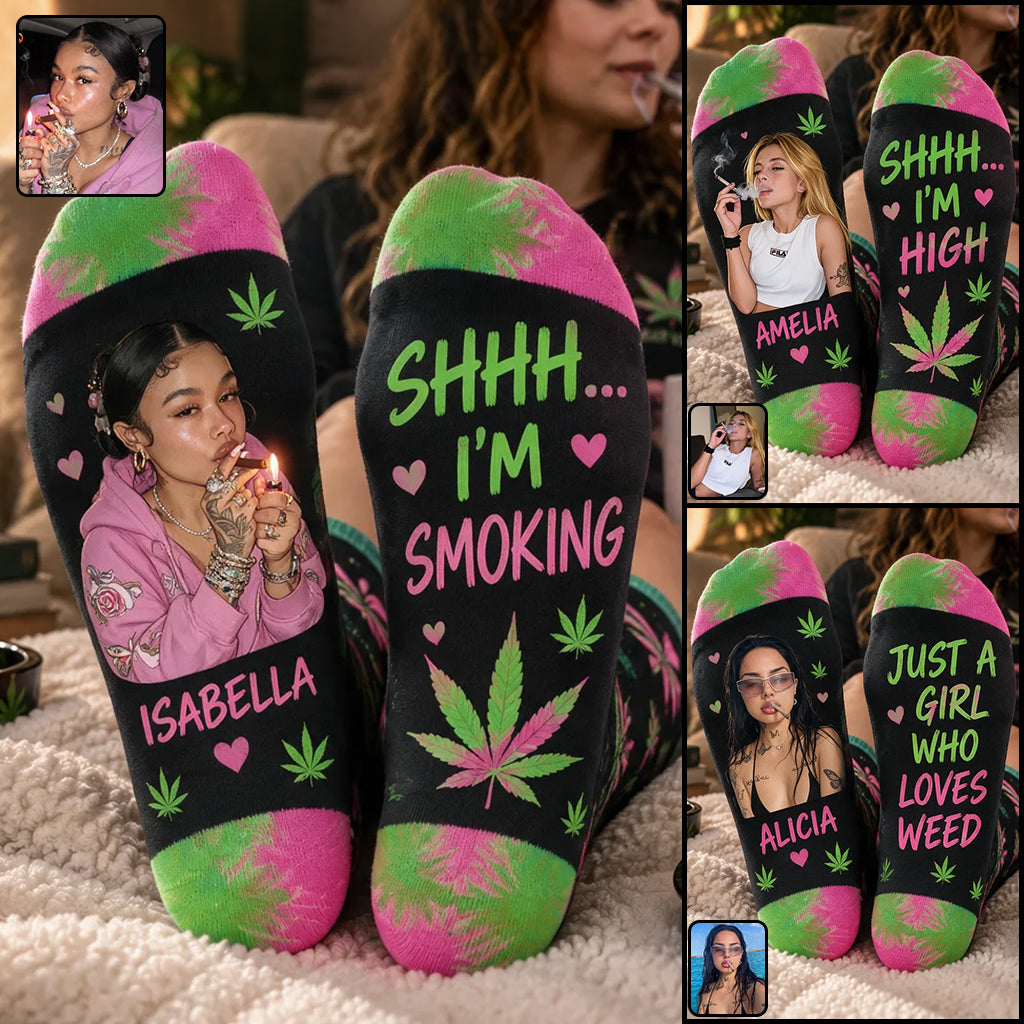 Shhh... I'm High - Personalized Weed Socks