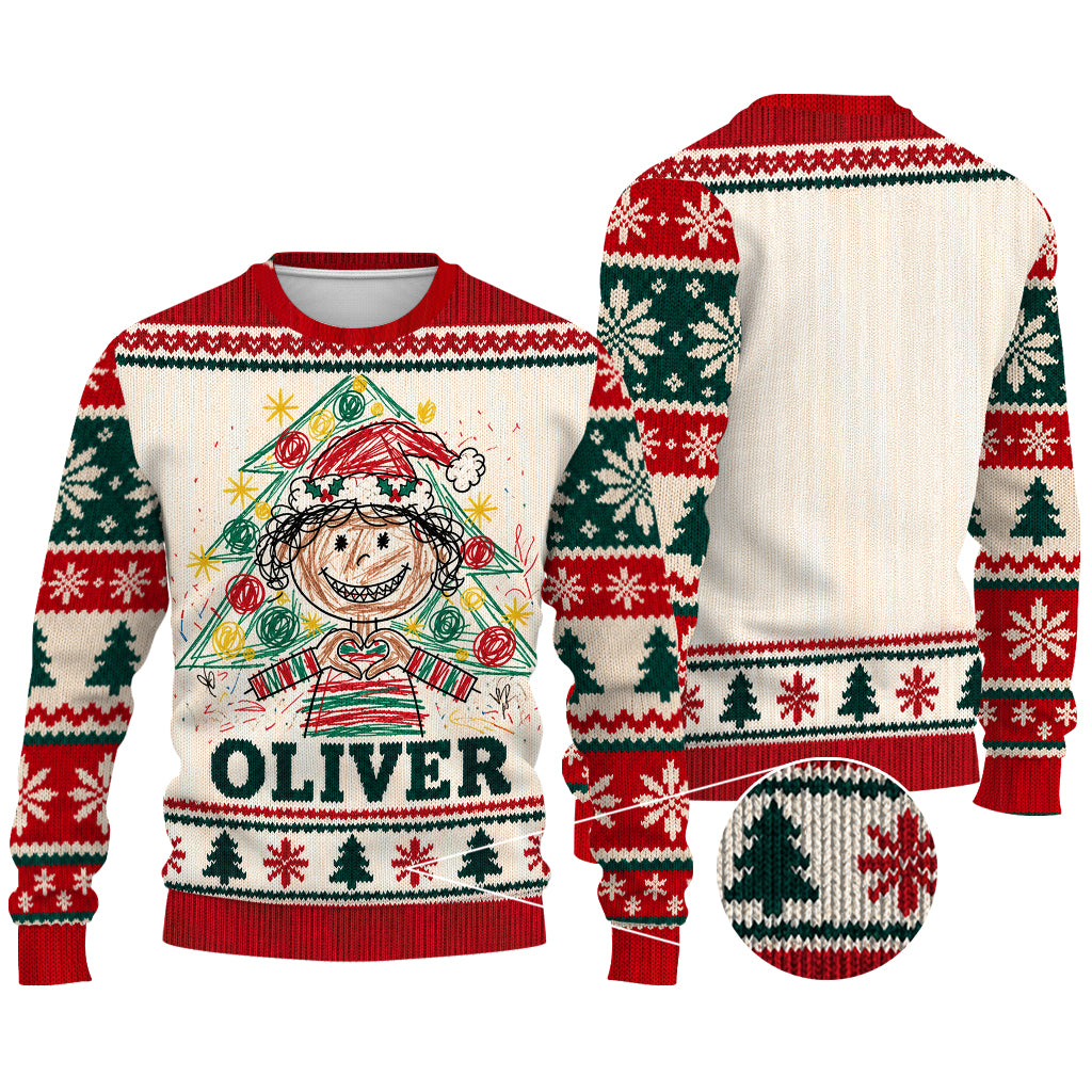 Amazing Kid Hand Drawing Sweater - Personalized Kid Ugly Sweater
