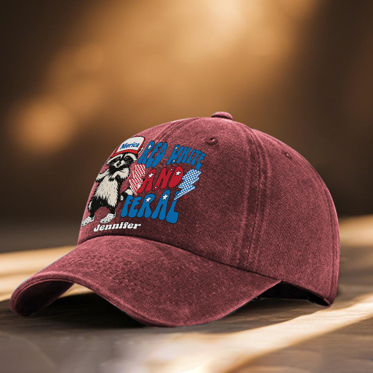 Rot, Weiß und Wild – Personalisierte Jeans-Kappe zum Unabhängigkeitstag/4. Juli