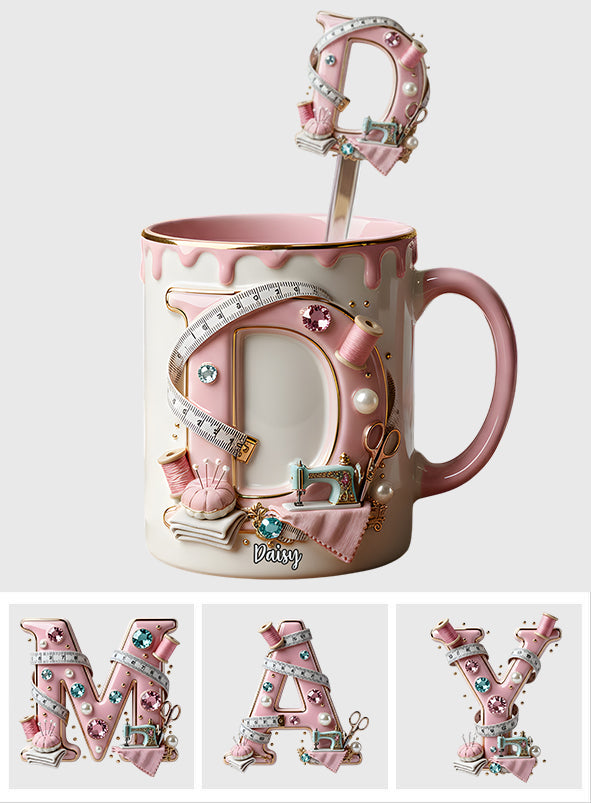 Nähbegeisterte – Personalisiertes Nähset mit Akzentbecher und Acryl-Rührstäbchen