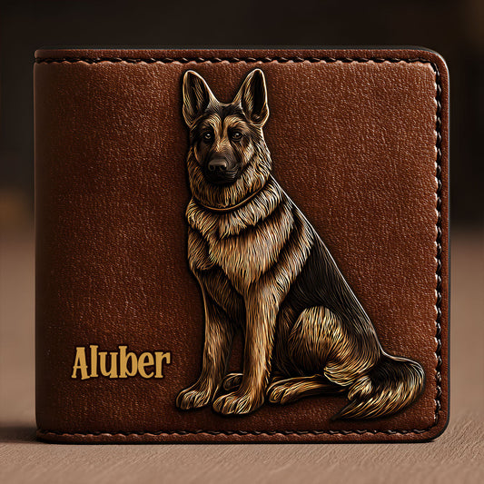 Ich liebe meinen Hund – Personalisierte Geldbörse aus Leder mit Schäferhundmotiv