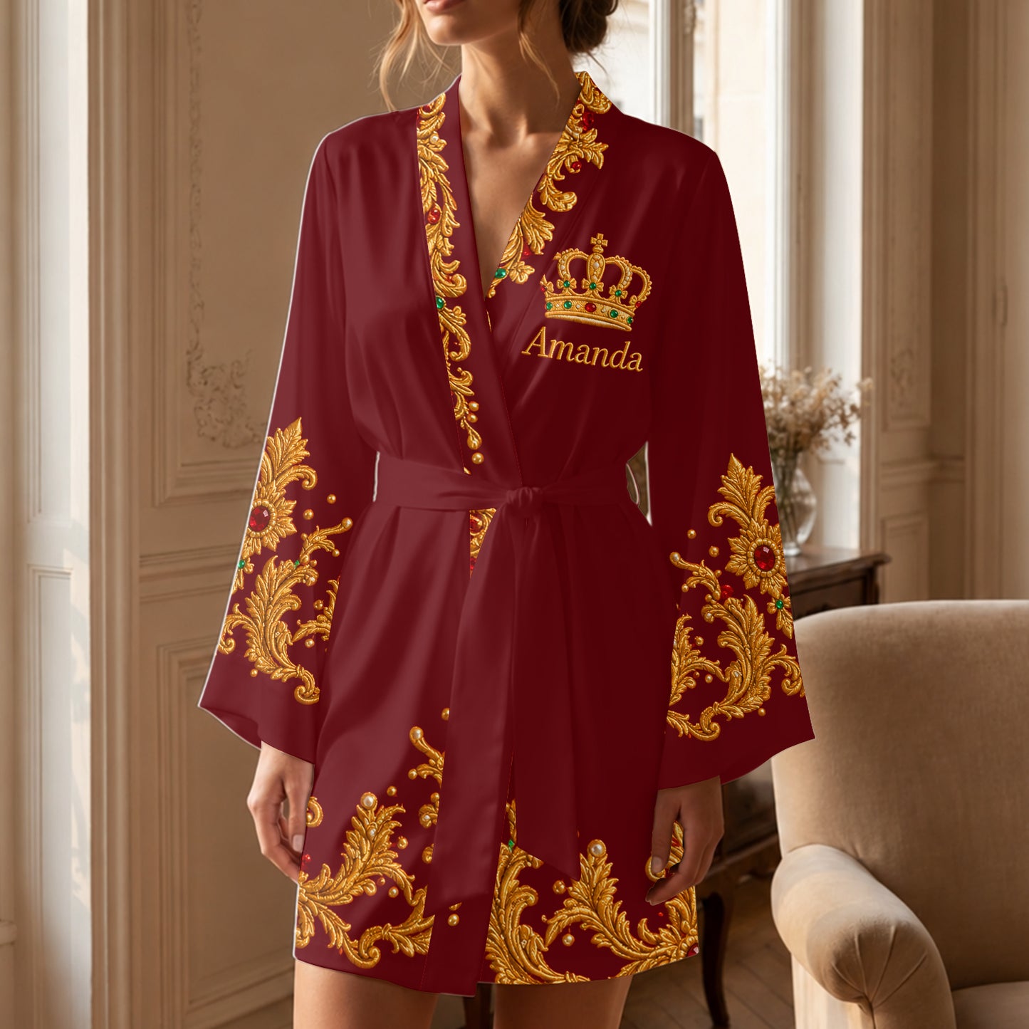 Königliche Krone - Individuelles Foto - Personalisierter Satin-Robe für Afroamerikaner