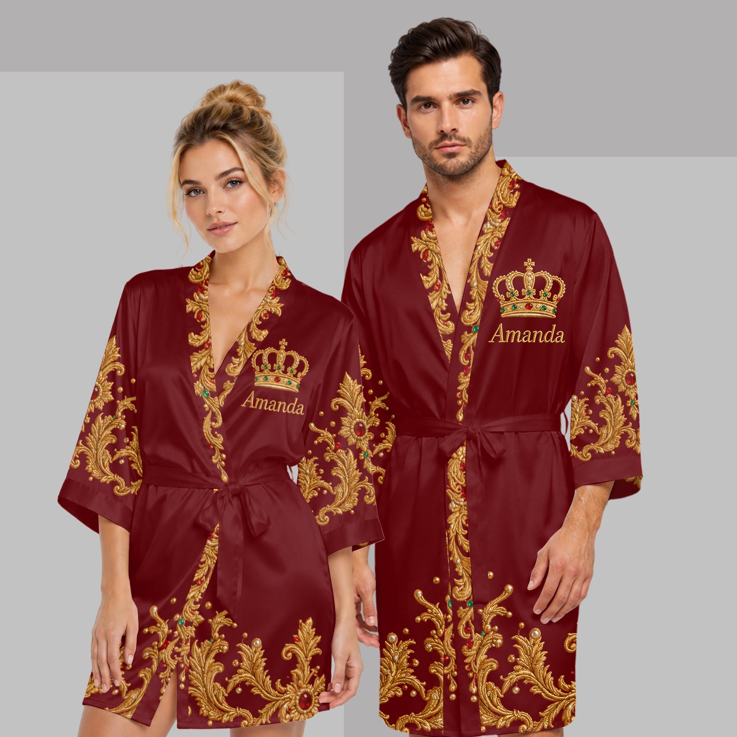 Königliche Krone - Individuelles Foto - Personalisierter Satin-Robe für Afroamerikaner