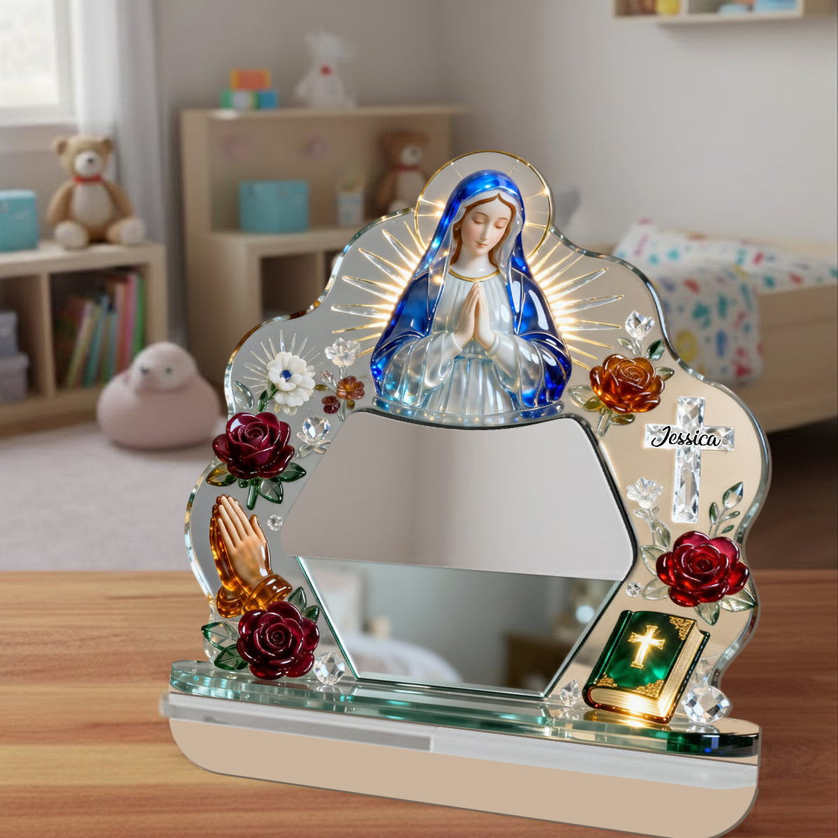 Heiliges Herz – Personalisierter christlicher Schreibtischspiegel
