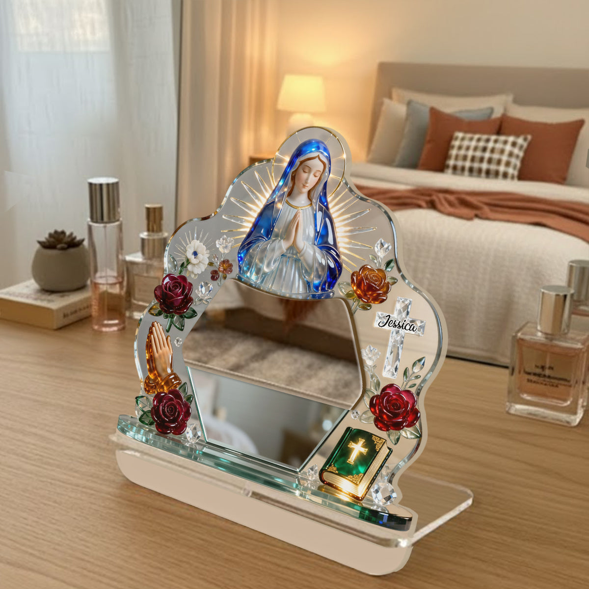 Heiliges Herz – Personalisierter christlicher Schreibtischspiegel