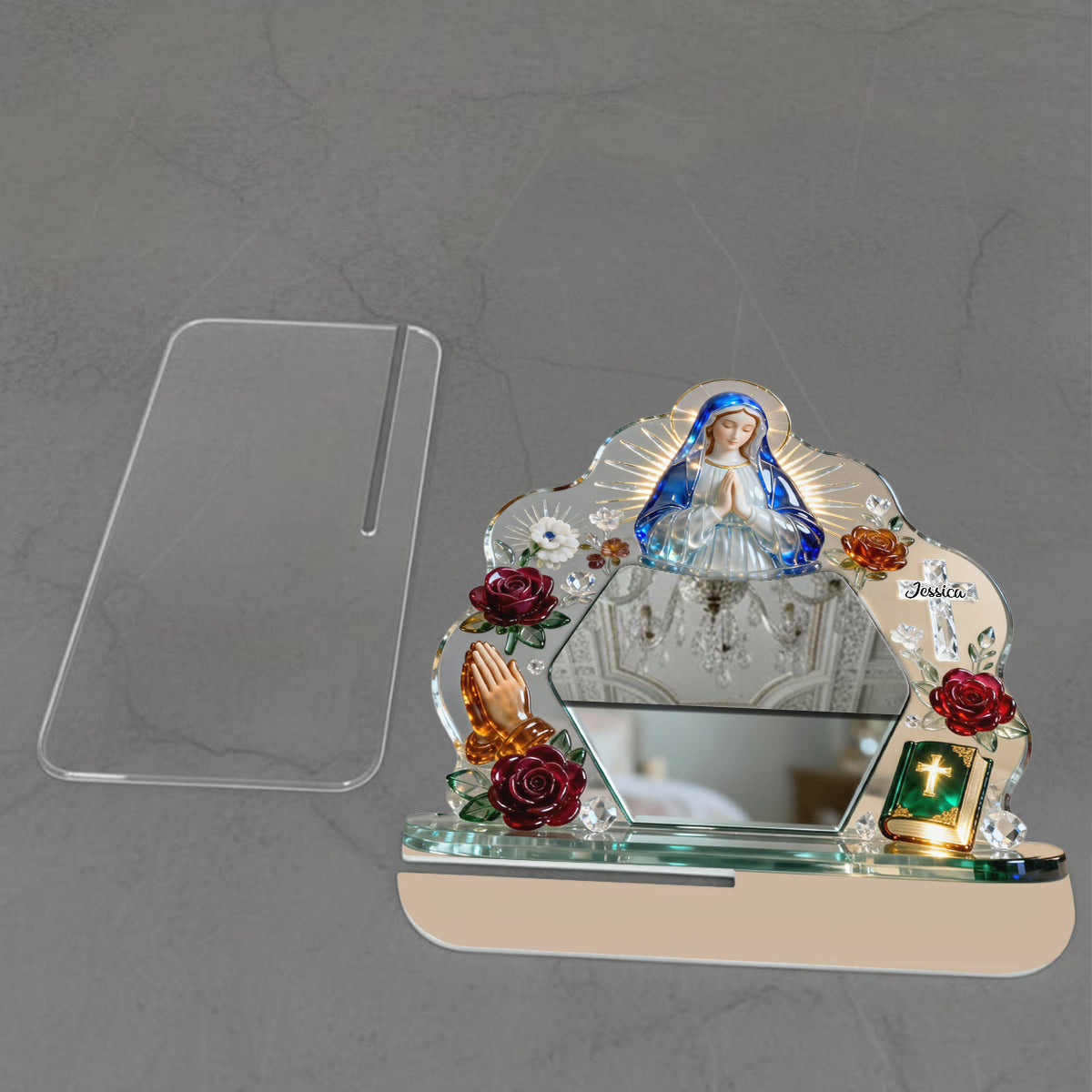 Heiliges Herz – Personalisierter christlicher Schreibtischspiegel