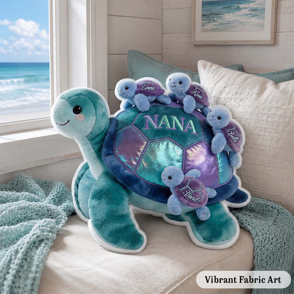 Geschenkidee für Oma und Mama – Personalisiertes Kissen in Schildkrötenform aus Kunstfell