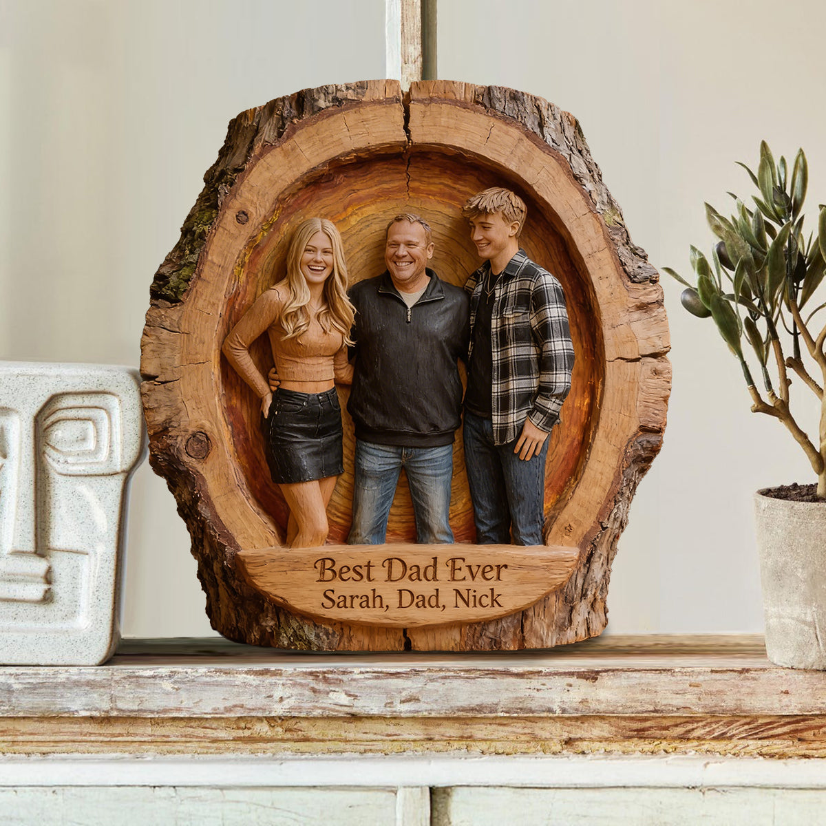 Any Photo - Personalized Father Custom Shaped Wood Plaque
