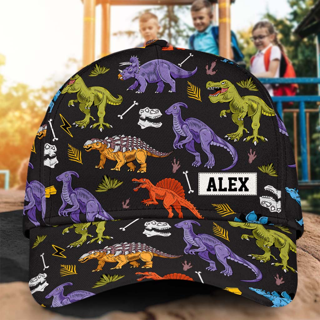 Kinder-Dinosaurier-Design – Personalisierte klassische Kinderkappe
