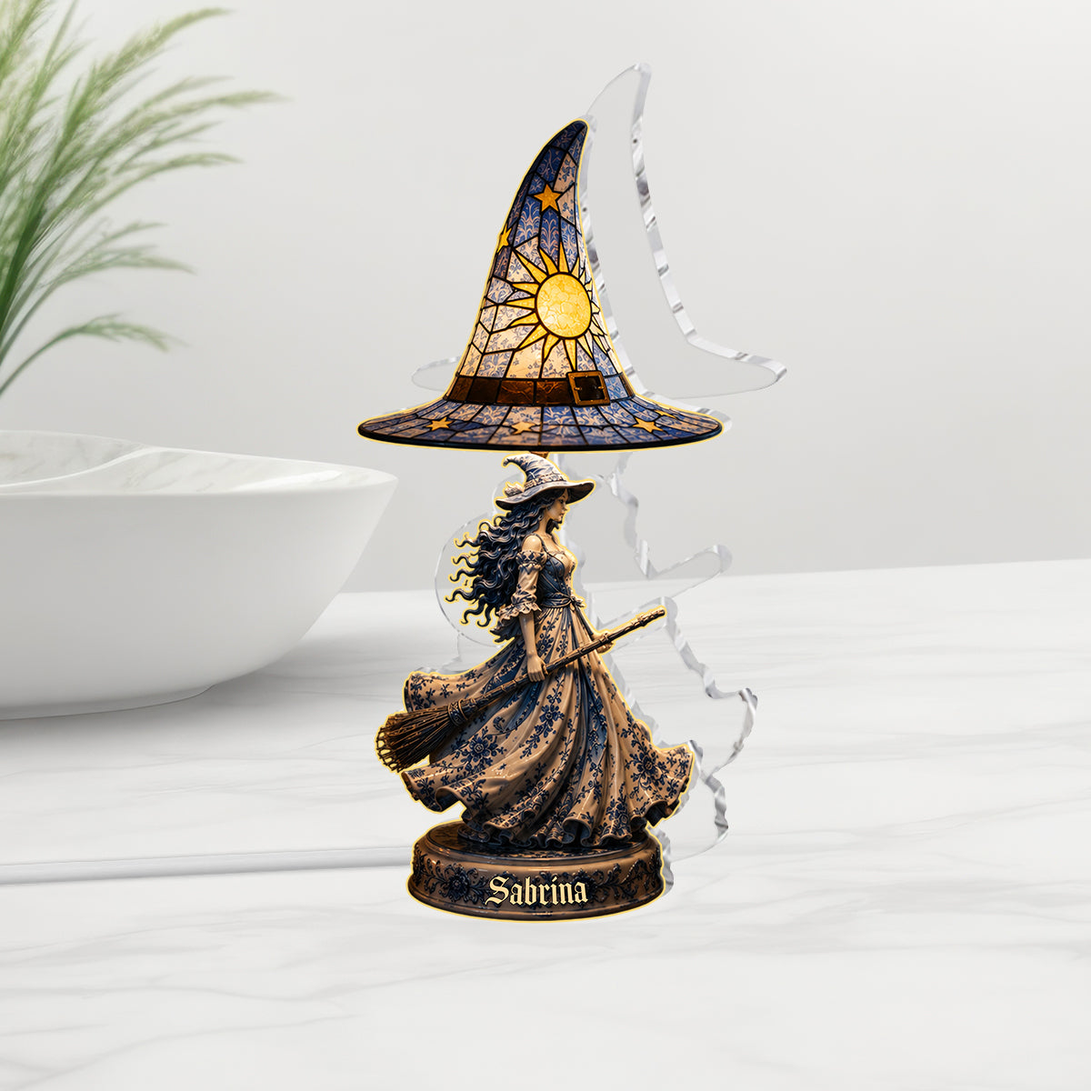Toile De Jouy Beautiful Witch - Personalized Witch Acrylic LED Night Light