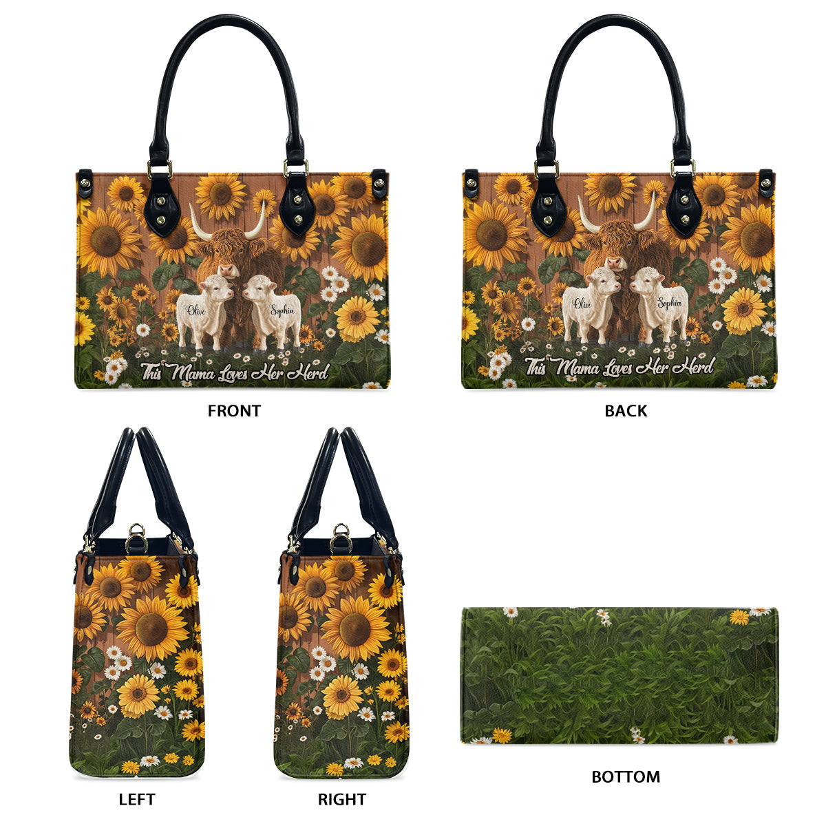 This Mom Loves Her Herd - Personalized Mother Leather Handbag